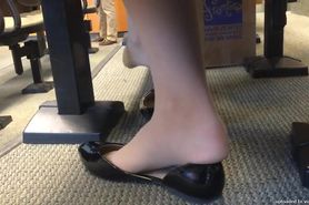 Candid US College Teen Shoeplay Feet Dangling in Nylons PT 3