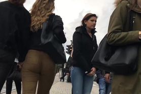 perfect beauty ass blonde tight brown jeans