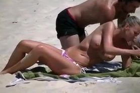Topless Beach Girl In Small Bikini Shows Awesome Big Boobs