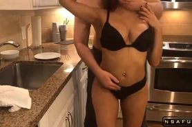 Stacked brunette with a fabulous ass gives a special blowjob