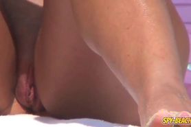 Hot LATINA Nudist Close-Up Pussy Beach Voyeur Video