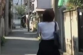 Petite Brown-Haired School-Girls Makes Loud Sound During Quick Sharking