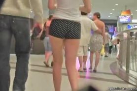 Sexy gf walking the mall in her underpants