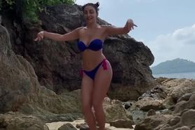 Cute girl dance in bikini