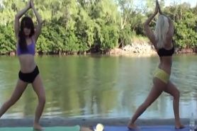 Molly and Annabelle Lesbians Eat Pussy by the Water