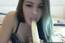 Blowing a banana