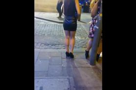 Leather Miniskirt & High Heels on the Street