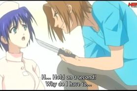 Dirty hentai nurse masturbates in from of a patient to cure him! UNCENSORED