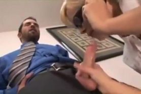Boss bangs secretary during phone sex with bf