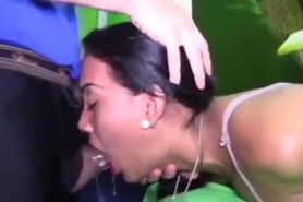 Cute Latina whore sloppy throat fucking