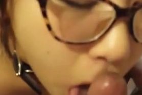 Asian with glasses sucks boyfrirend off