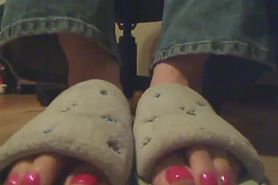 Open toe slipper tease