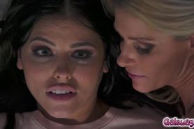 An awesome threesome fucking with hot lesbians