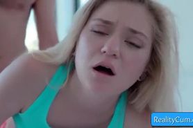 Sexy and horny blonde teen Chloe Foster suck huge fat dick and get her pussy pounded hard doggy style