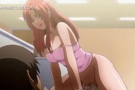 Slutty anime girl seducing teen stud for threesome