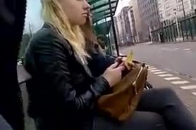 Cock Flashing Blond At Bus Stop