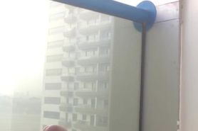 Cumshot on the balcony ... what a thrill ... in public view ... got caught ...