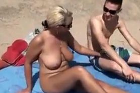 Naked Mature Big Boobs Woman Filmed At The Beach