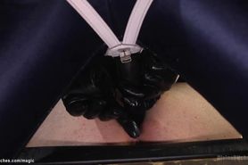 Femdom with strap on pegging man