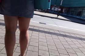 Sexy amateur getting filmed while walking outdoors