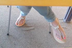 Candid Asian Teen Library Feet in Sandals 2