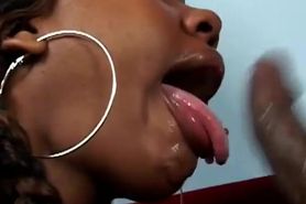 Black girl takes a huge shaft up her pussy