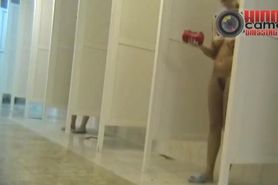 Bushy girl gets soaped well on a hidden bath  camera video