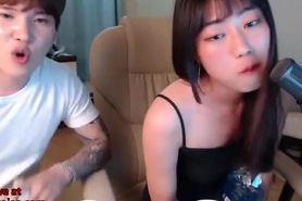 Korean cute girlfriend plays with her boyfriend