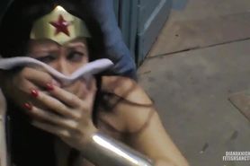 Wonder woman and bat girl in bondage