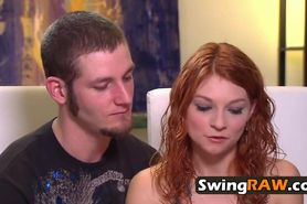 ''What happens in the Swing House stays in the Swing House''. Swinger couple signs the contract.