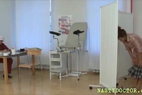 Nasty gyno fucks the ass of his slutty patient
