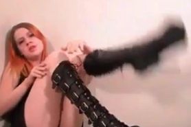 jerk your tiny dick for her boots