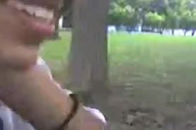 indian girl giving blowjob in public park