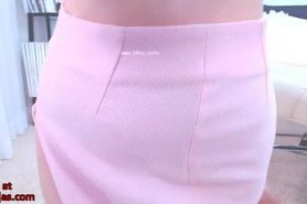 Sexy Korean camgirl teases in tan pantyhose