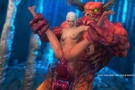 Ugly Heavy Monsta Fucks Girl in Standing Pose, from Witcher Porn Parody #2