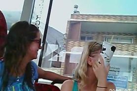 Three women bus dickflash