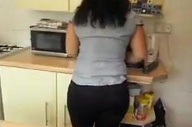 Spying on a Latina girl with an incredible big booty