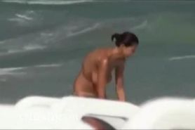 Topless beach woman big tits Candid HQ