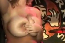 chubby babe flashing huge tits