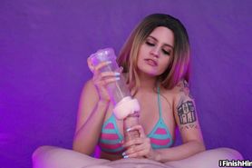 THE SHADY SPA - Jealous girlfriend wanking and toying bf with fleshlight