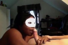 Compilation of a masked black chick sucking white cock