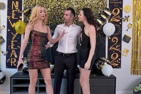 Stepsisters Jazmin and Liz go all out and celebrate the New Year with stepdad Brock