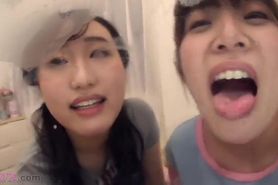 Japanese Lesbian Virtual Kiss / Spit POV