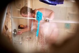 Christine Krug. Cleans bath tub sprays her ass and cunt.