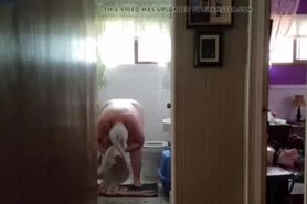 Christine Krug See her 249 lb nude body in the bathroom at home.