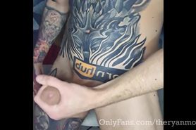 Tattoed Guy gets super horny and masturbates