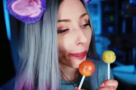 Neko 4K ASMR Lollipop + Gum Chewing + Kissing ? Nya Kawaii ^_^