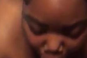 Ebony BBW slobbers on BBC and begs for nut!