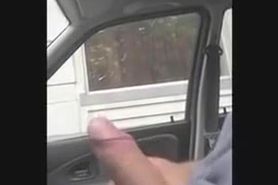 Big and rock rough stick is flashed by lewd man in the car