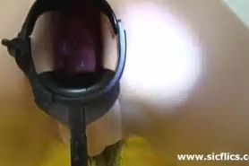 XXL anal speculum gaping and fisting